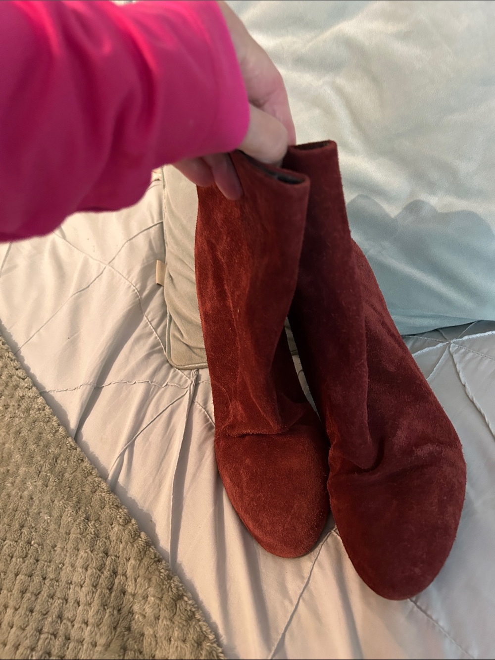 Free People Burgundy Suede Ankle Booties